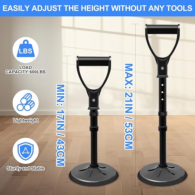 Upgraded Portable Standing Aid with Integrated Reinforced Fixation Buttons and Oversized 7" Base, an Adjustable Standing and Daily Living aid Designed for Seniors
