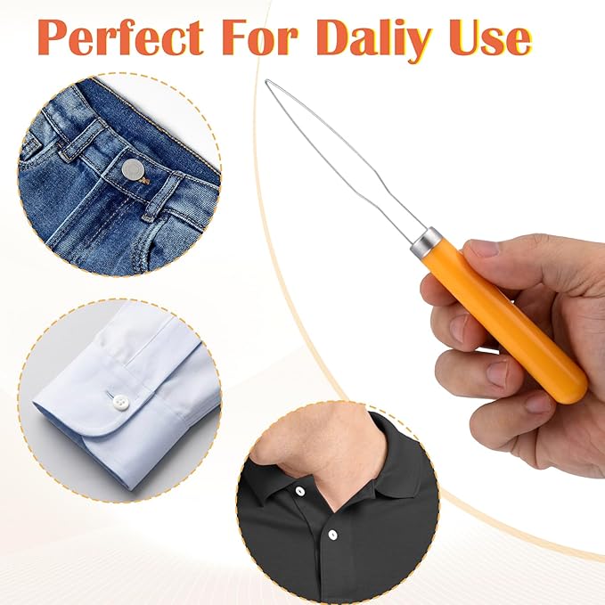 Easy Button Hook, Steel Button Helper Tool for Elderly, Wide Plastic Handle Buttons Fastener Device Assist Dressing Aid Tool for Seniors One Hand - 1 Pack, Yellow