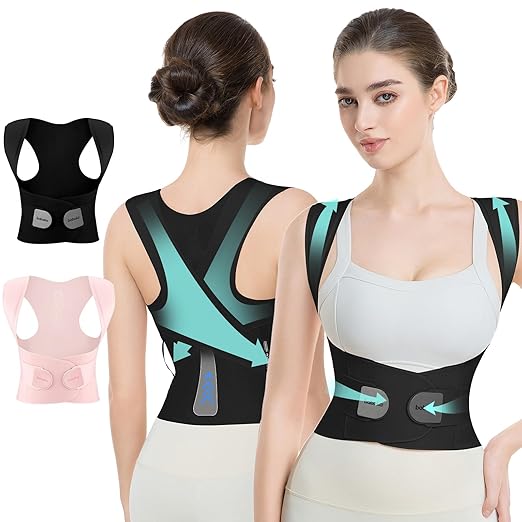 babaka Posture Corrector for Women, Invisible Lightweight Adjustable Back Brace for Upper and Lower Back Pain Relief, Hunchback, Hump, Scoliosis, Thoracic, Spine Corrector Under Clothes (Black, Large, Waist: 34''-42'')