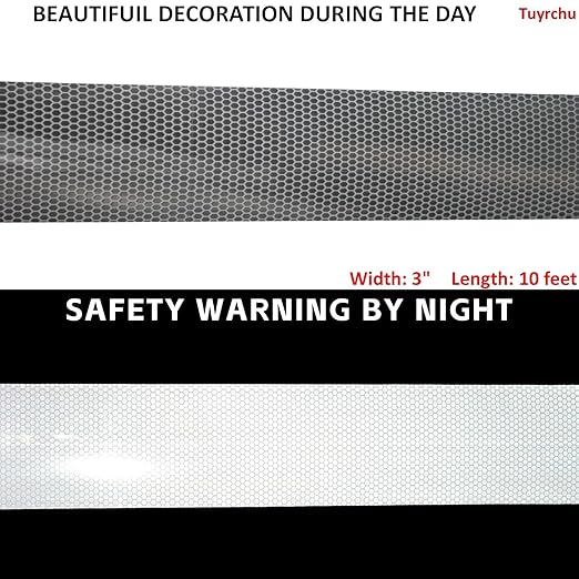 Industrial Reflective Tape Silver Outdoor Waterproof 3 inch, High Visibility Hazard Conspicuity Safety Marking Tape (10 feet)