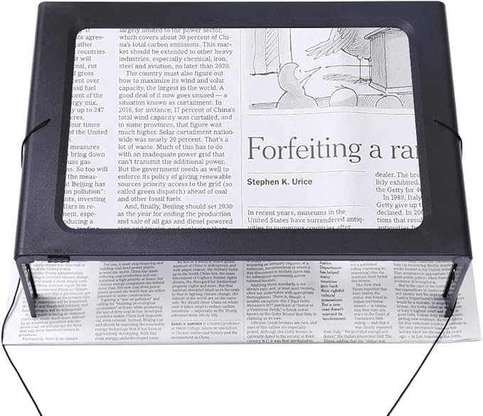 Hands-Free Magnifying Glass Large Full-Page Rectangular 3X Magnifier LED Lighted Illuminated Foldable Desktop Portable for Elder
