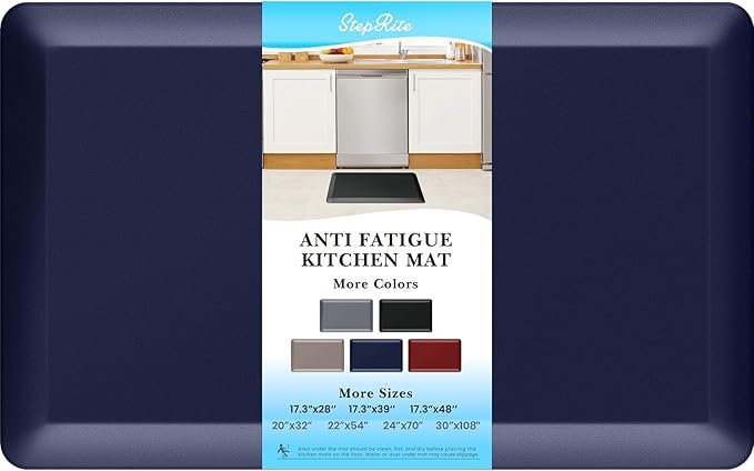 4/5 Inch Thick Kitchen Mats for Floor, StepRite Kitchen Rug for Standing Desk, Non-Slip, Thicker, Stain & Water Resistant, Comfort Anti Fatigue Floor Mat for Home, Kitchen, Office - Blue,32 * 20''