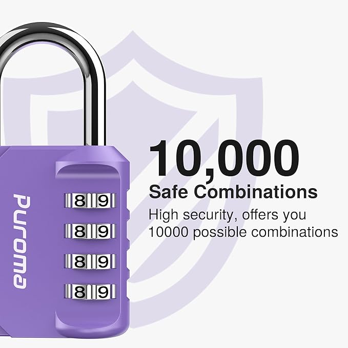 Puroma 4 Pack Combination Lock Multicolor for Locker 4 Digit Outdoor Waterproof Padlock for School, Gym, Sports, Fence, Toolbox, Gate, Case, Outdoor, Hasp Storage