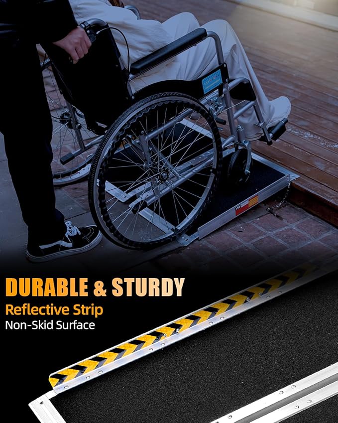VNN Portable Wheelchair Ramp 2FT, Non-Slip Aluminum Ramps for Wheelchairs for Home, Handicap Wheelchair Ramps for Home Steps, Aluminum Loading Dock Plates