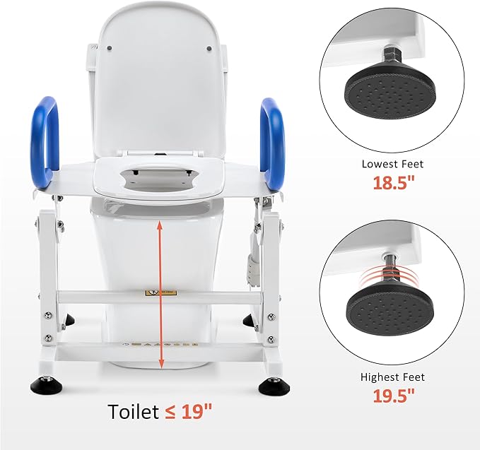 MCombo Electric Toilet Seat Lift with Padded Arms for Elderly and Disabled, Power Toilet Incline Lift in Bathroom, Support to 320lbs, SEC212W