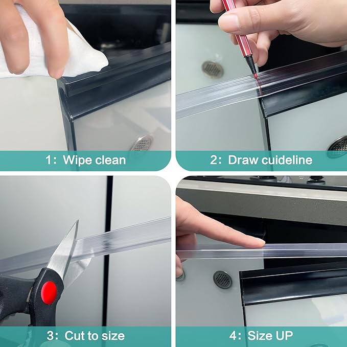 MONOID Drawer Edge Protector, Slip-On Clear Table Corners Guards, Door Kitchen Furniture Bumper, Prevent Wear, Impact Protection, Ease to Cut, 3/4" Thick, 18" Length – Clear, Pack of 10