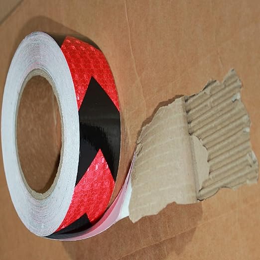 Red and Black Reflective Tape Outdoor Waterproof 1 inch X 166 feet, High Visibility Hazard Conspicuity Safety Industrial Marking Tape