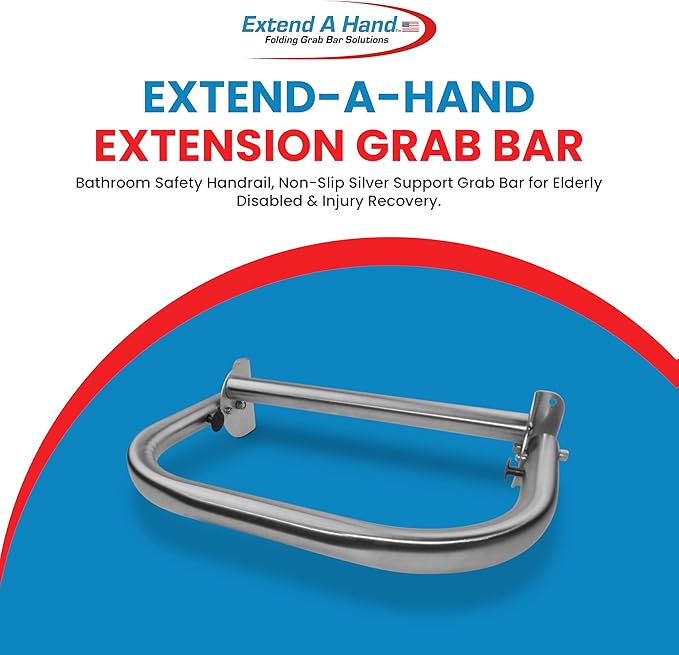 Extend-A-Hand Grab Bar Extension 16"x12"| Heavy-Duty Bathroom Safety Handrail, Non-Slip Stainless Steel Support Grab Bar for Elderly, Disabled & Injury Recovery.