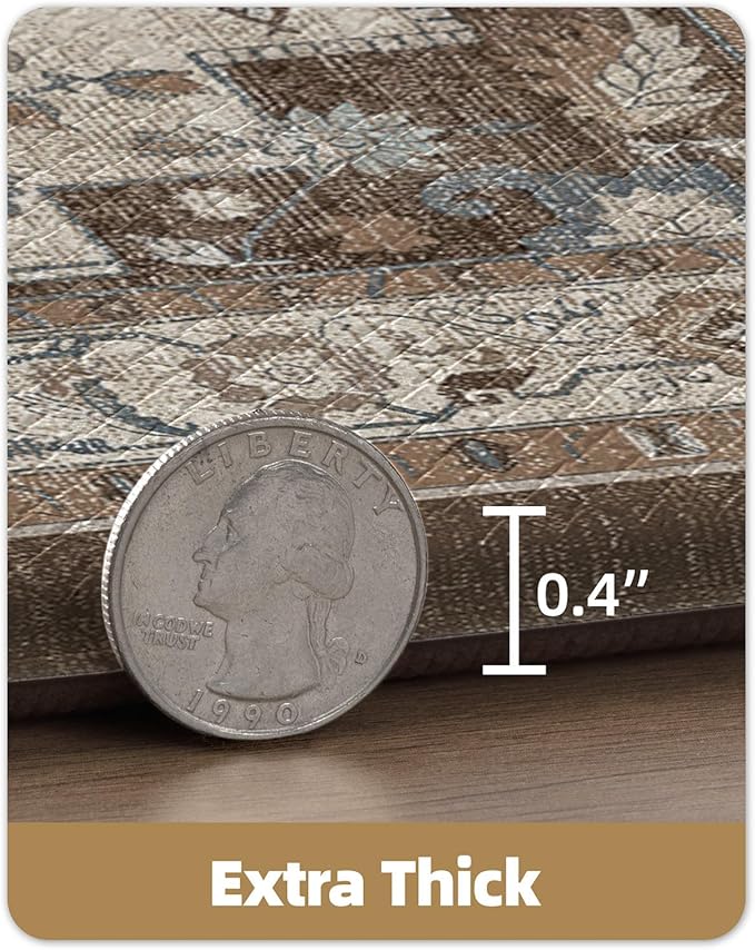 Color&Geometry Anti Fatigue Kitchen Mats for Floor 24x87, Vintage Decor, Easy Clean, Waterproof & Oil Proof, 0.4" Thick Cushioned, Non-Slip Kitchen Runner Rug for Sink, Laundry, Office, Brown