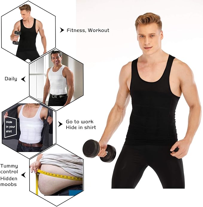 Mens Compression Shirt to Hide Gynecomastia Moobs Slimming Body Shaper Vest