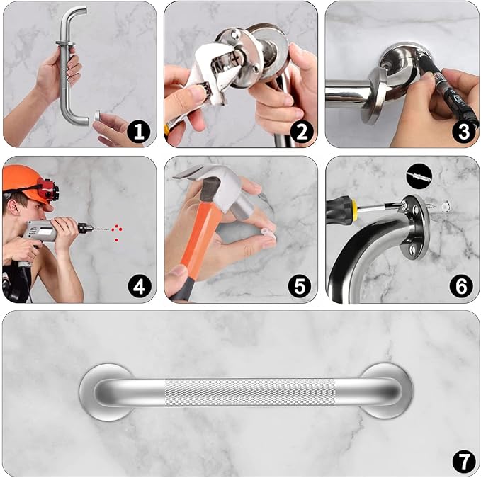 2 Pack 18 Inch Grab Bars for Bathtubs and Showers, Anti Slip Shower Grab Bars Stainless Steel Shower Handle Handicap Elderly Senior Assist Bathroom Saft Handle