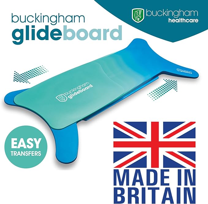 Buckingham Glideboard – British Made Transfer Board for Wheelchair to Chair, Car & Bed | Sliding Seat Mobility Aid for Elderly & Disabled - White/White