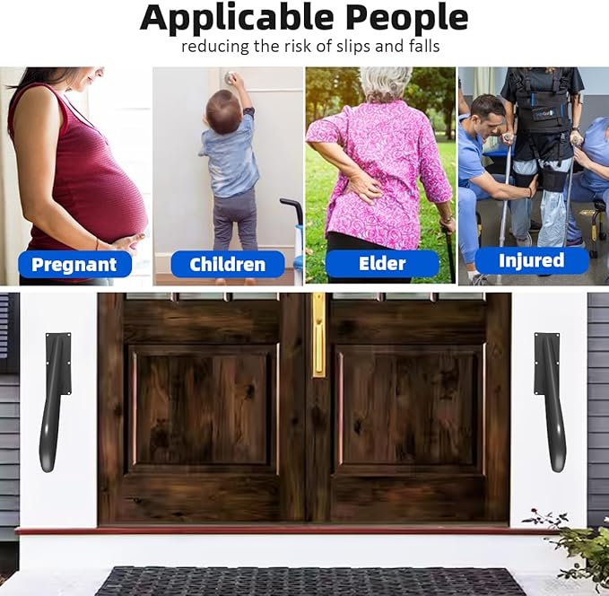 Hand Rails for Outdoor Steps Stair Railing Indoor Rail Metal Heavy Duty Non-Slip 1-3 Step Wall Mount Grab Bars U-Shape Safety Handle Garage Porch Courtyard Doorways 16 INCH Garden