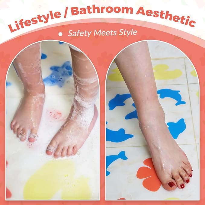 S&X Non Slip Bathtub Stickers,Pack of 12 PCS Lucky Flower Shower Floor Non Slip Stickers –Comfortable Grip On Slipper Surfaces