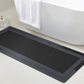 ACCUMTEK Ultra Thin Bath Mat, Upgrade Backing Non Slip Thin Bath Mats Fit Under Door, Quick Dry Ultra Absorbent Bathroom Rugs, Machine Washable Bath Rugs for Bathroom, Bathtub, Black/Bordered/59 x20