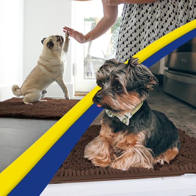 Muddy Mat® | Super Absorbent Door Mat Indoor, Microfiber Quick Dry Chenille Entryway Rug, Non-Slip Front Door Mat, Indoor Mats for Entryway, Machine Washable Pet Rug, Brown XXXL 72"X48"