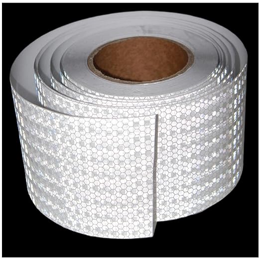 White Reflective Tape 4 inch Wide, Outdoor Waterproof Hazard Conspicuity Warning Industrial Marking Tape (66 feet)