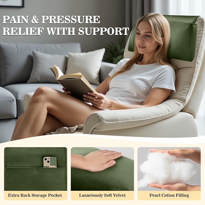 Recliner Headrest Pillow, Adjustable Neck & Head Support Pillow, Soft Velvet Non-Slip Headrest for Recliner, Couch, Chair, Sofa