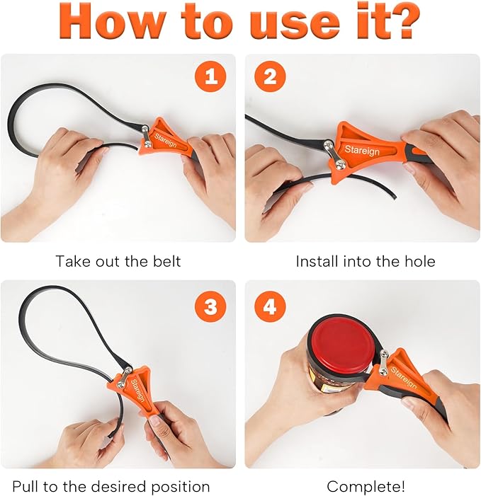2-Pack Rubber Strap Wrench,Oil Filter Wrench Diameter 4" and 6" Heavy Duty Adjustable Blet Wrench for Jar Opener,Water Filter,Plumbing,Sink,Faucet(Orange)