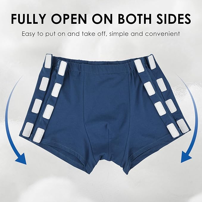 Easy Adapt Men's Tear-Away Underwear, For Patients, Elders, Pack of 2. (Blue+Grey, X-Large)