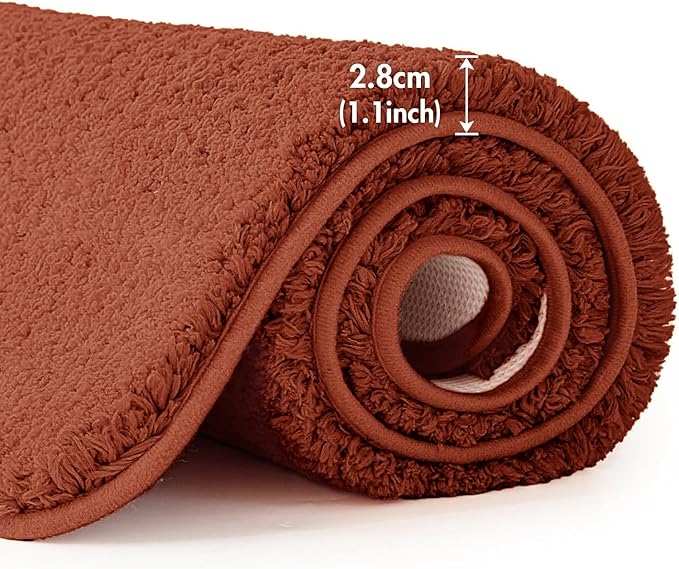 MIULEE Rust Bathroom Runner Rug 24x60 Inches, Long Bath Mat for Bathroom Floor Bathtub Showers, Machine Washable Absorbent Microfiber Carpet with TPR Anti-Slip Back