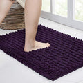 Walensee Bathroom Rug Non Slip Bath Mat (36x24 Inch Dark Purple) Water Absorbent Super Soft Shaggy Chenille Machine Washable Dry Extra Thick Perfect Absorbant Best Large Plush Carpet for Shower Floor