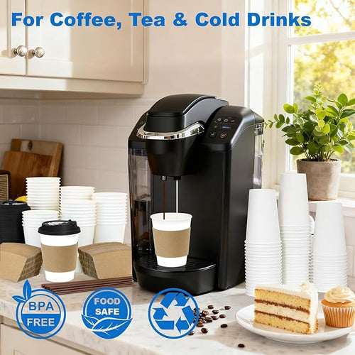 12 Ounce Hot Coffee Cups 100 Pack, Durable for Business and Personal Use