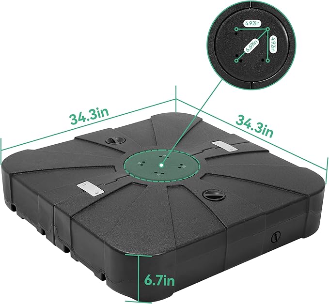 Patio Umbrella Base with Wheels Water&Sand Filled Umbrella Stand Weights, 285lbs Capacity Heavy Duty Outdoor Cantilever Umbrella Base