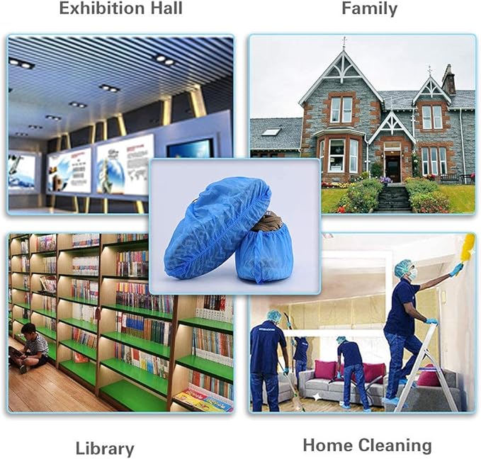 Tomus-UNI Shoe Covers Disposable 200 Pack (100 Pairs) | Non-Slip, Durable, Indoor | Protect Your Home, Floors and Shoes