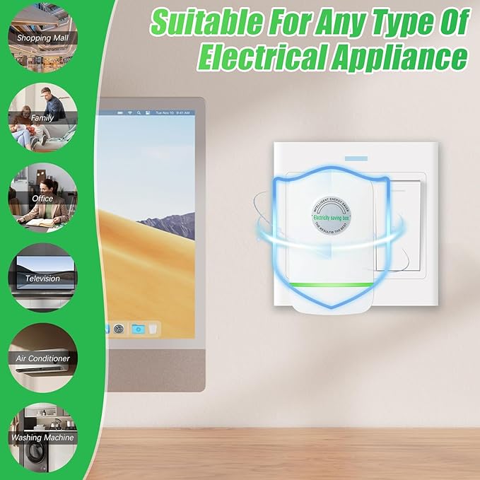 Energy Saving Device,Energy Saver,Stop Watt Energy Saving Device,Intelligent Energy Savers Plug in,Voltage Stabilizer for Home Office US Plug(2Pcs)