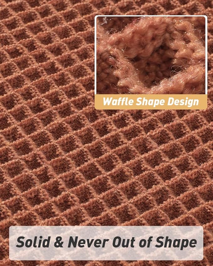 AMOAMI Upgraded Waffle Bath Mat, Super Absorbent Non Slip Bath Mats for Bathroom Floor, Machine Washable Bathroom Rugs with Tassels, Rubber Backed Bathroom Mats, Ultra Soft, 17" x 24", Dirty Orange