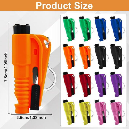 16Pcs Car Window Breaker Key Chains, Portable 3 in 1 Glass Breaker/Seat Belt Cutter/Survival Whistle, Safety Emergency Escape Tools, Multifunctional Car Accessories for All Vehicles