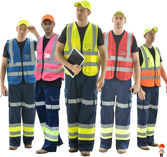 A-SAFETY Orange blue High Visibility Safety Vests Orange&Blue Color Mixed, XXL