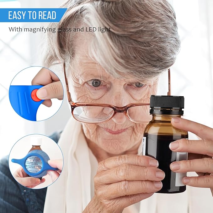 Remedic Medicine Bottle Opener with Magnifier & LED Light – Easy Grip Aid for Weak Hands – Non-Slip Mat for One-Handed Use – Arthritis-Friendly Multi-Opener – Senior Care Tools