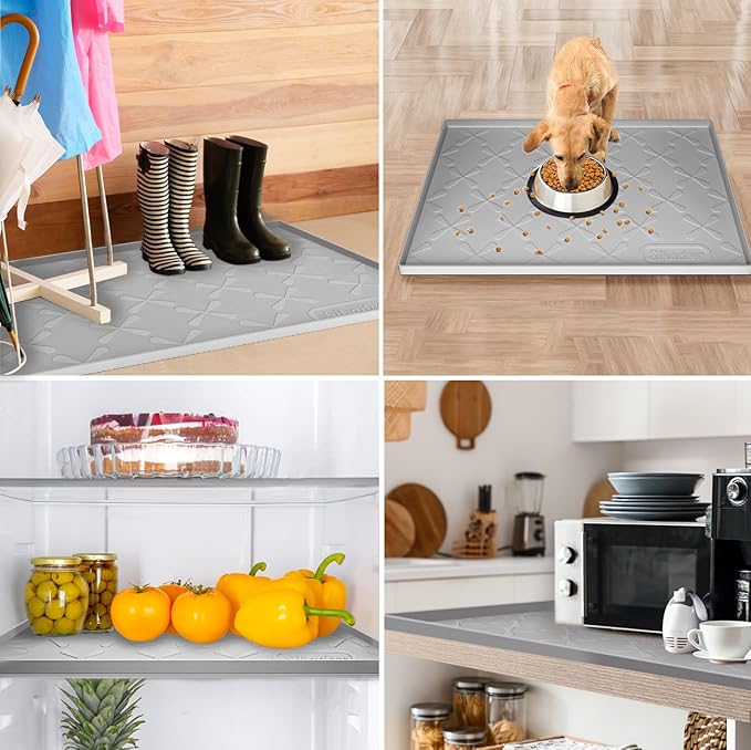 SIKADEER 25" x 19" Under Sink Mat Waterproof, Silicone Mat Kitchen Drawer Shelf and Cabinet Liner, Sink Protector for Kitchen Organizers and Storage, Boot Tray Pet Food Mats