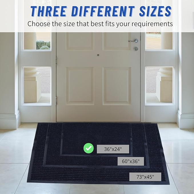 4 Pack Front Door Mat, 36"X24" Waterproof Indoor Outdoor Entrance Welcome Doormat Front Door Industrial Rug Ideal for Entrance，Patio, Muddy Shoe, Low Profile, Non-Slip, Easy to Clean — Grey