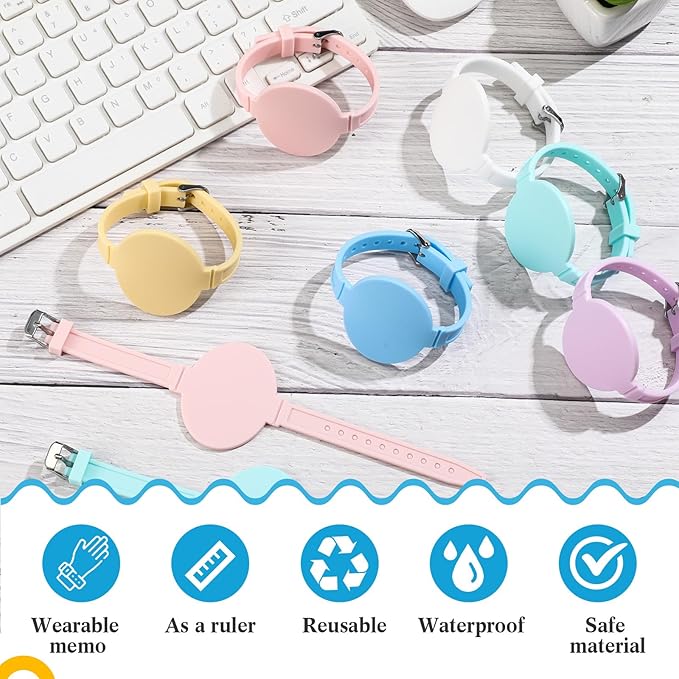 Skyygemm 12 Pcs Silicone Memo Wristbands Nurse Wearable Notepad Wristbands in Watch Shape Reminder Bracelet to Do List Erasable Notepad Gift for Nurse Week Veterinarian Nursing Essentials