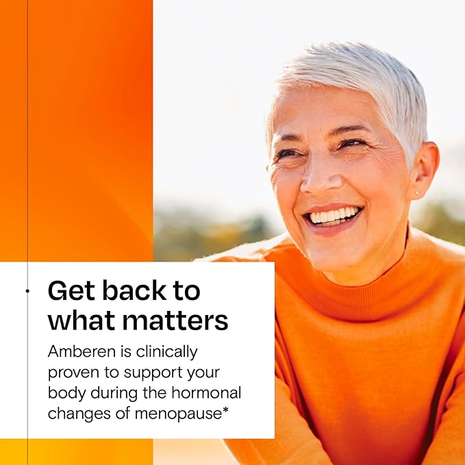Amberen Menopause Supplement for Women, 60 Capsules, Clinically Proven, Helps Support Hormone Balance, Helps Relieve 12 Menopause Symptoms: Hot Flashes, Night Sweats, Mood Swings and More