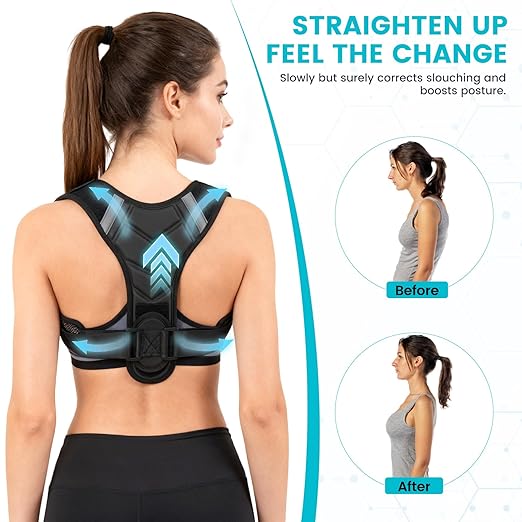Posture Corrector for Men & Women, Adjustable Back Brace & Straightener for Office, Home & Daily Use, Relieve Back Pain, Prevent Hunching & Slouching, Comfortable & Breathable, L