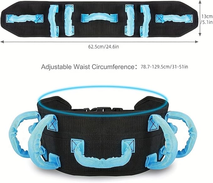 Transfer and Walking Gait Belt, Rehabilitation Assistive Device Safety Gait Belt with 7 Handles, Stroke Patients Standing Walking Recovery Training Belt