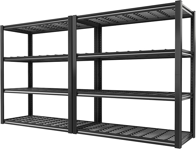 REIBII 40" W Storage Shelves 2200LBS Garage Shelving Heavy Duty Metal Shelving Adjustable Metal Shelves Industrial 4 Tier Shelf for Warehouse Basement Pantry Kitchen, 2 Pack