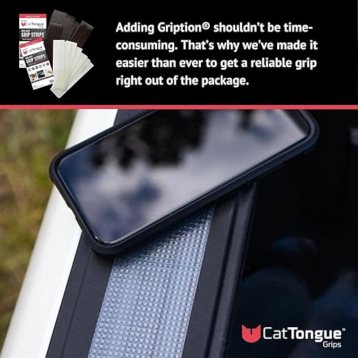 CATTONGUE GRIPS 2” Non-Abrasive Grip Tape Strips - Heavy-Duty, Waterproof Anti-Slip Tape for Furniture, Bathtubs, Frames, Gaming & More - Indoor & Outdoor Anti-Slip Solution (Glow in The Dark)