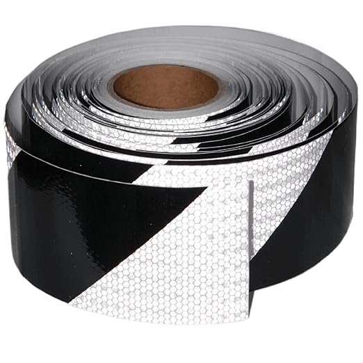 Black White Reflective Tape 4 inch X 166 feet, Outdoor Waterproof Hazard Conspicuity Safety Industrial Marking Tape