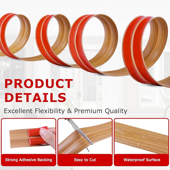 Flexible Wall Corner Protector Moulding Trim Peel and Stick Wall Corner Guards Edge Protector Self Adhesive Molding Trim Strip for Edge Ceiling (Light Brown Wood Grain, 2.4 in x 40 Ft)