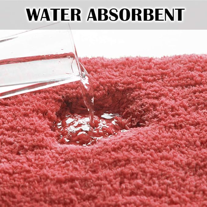 Suchtale Large Shaggy Bath Mat - Extra Soft & Absorbent Microfiber Bath Mat for Bathroom - Non Slip, Machine Washable - Rubber Back (24 x 40 Living Coral)