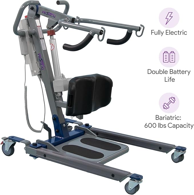 ProHeal Sit to Stand Lift - Bariatric Full Body Patient Transfer Lifter for Home Use and Facilities - Long Lasting Battery, 600 Pound Weight Capacity, 4 Sling Hooks