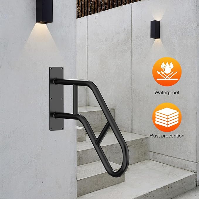 Handrails for Outdoor Steps ，22.8" Stair Railing Indoor1-3 Step, U-Shaped Safety Handrails for Kids, Elderly, Pregnant Women, Disabled(Upgraded U-Shaped handrail)