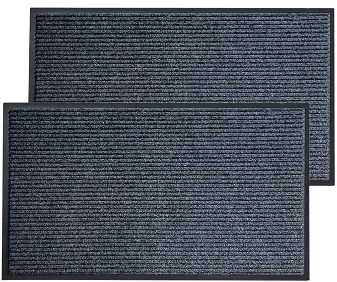 2 Pack Front Door Mat, 73"X45" Waterproof Indoor Outdoor Entrance Welcome Doormat Front Door Industrial Rug Ideal for Entrance， Patio, Muddy Shoe, Low Profile, Non-Slip, Easy to Clean — Grey