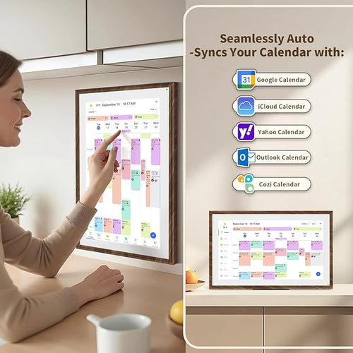 15.6 Inch Digital Calendar Chore Chart with Touchscreen - Full HD Interactive Display, Wall & Desk Mountable Family Planner, to-Do List & Meal Planner, Digital Picture Frame for Gifts for Women Mom