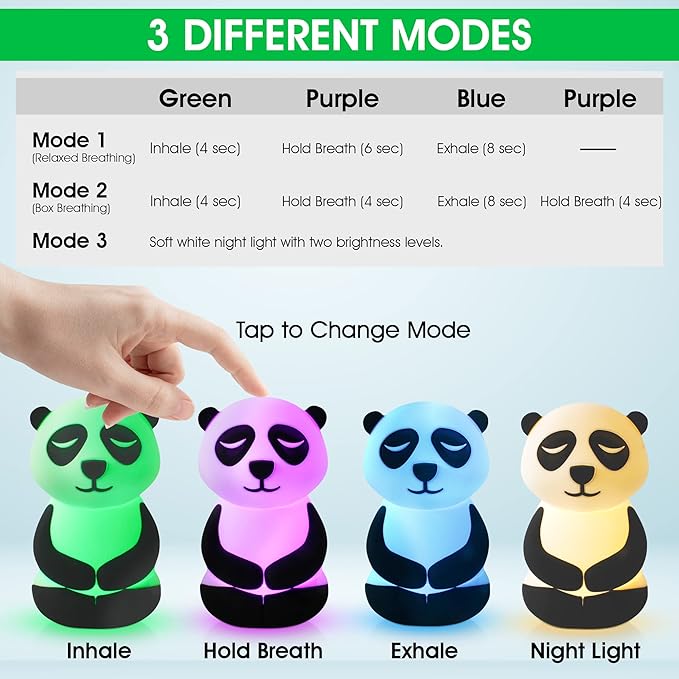 Calm Collective Peaceful Panda Breathing Trainer Light for Calming Stress, Anxiety Relief Items for ADHD, Mindfulness Meditation Tools for Depression, Great Self Care and Mental Health Gifts